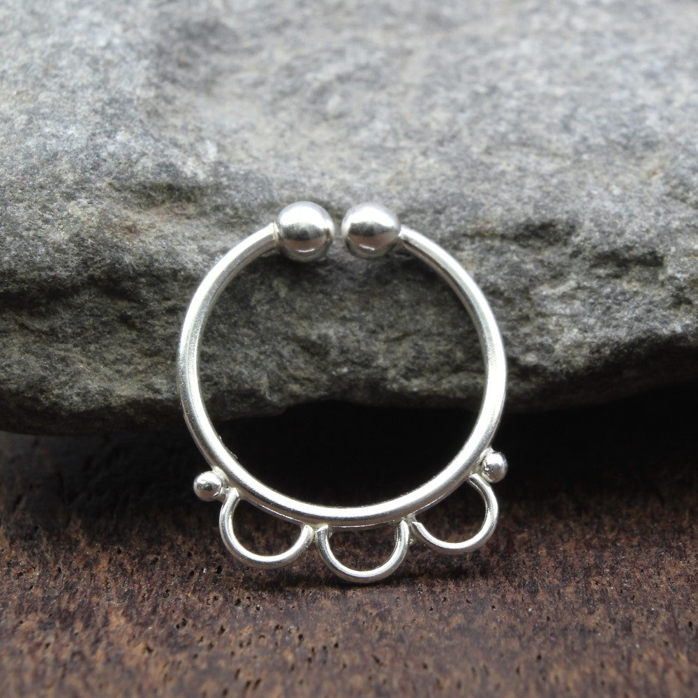 Traditional Tribal Indian Real Sterling Silver Septum Indian Nose Ring 20g