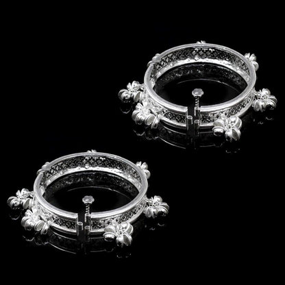 Indian Real Silver Women Bangles with jingle Bells ladies Openable gajre 6.4 CM