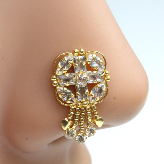 Big Gold Plated Nose Stud Push Pin