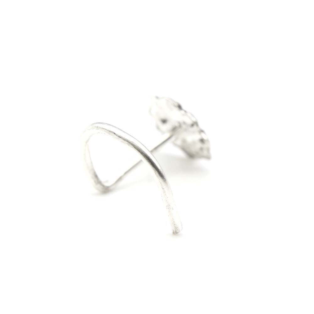 Cute Real Sterling Silver Oxidized Flower Nose Stud Twist nose ring L Bend