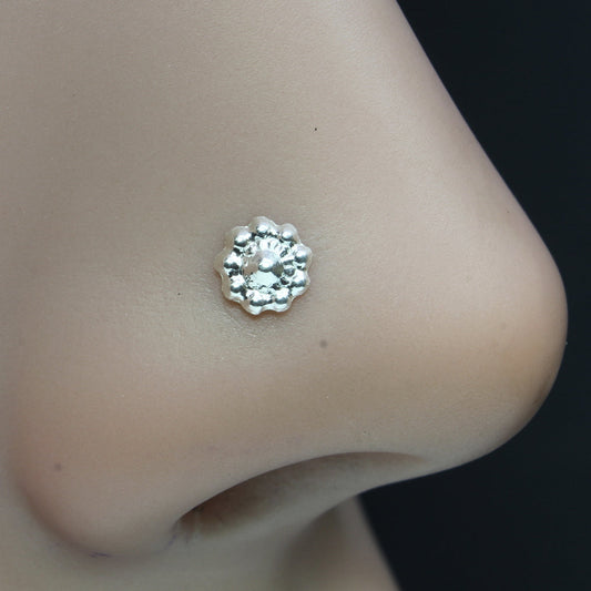 925 Real Solid Sterling Silver Floral Nose Ring 