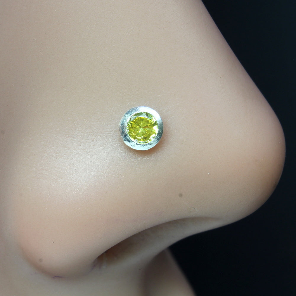 Single lemon color Stone Nose Ring for women 