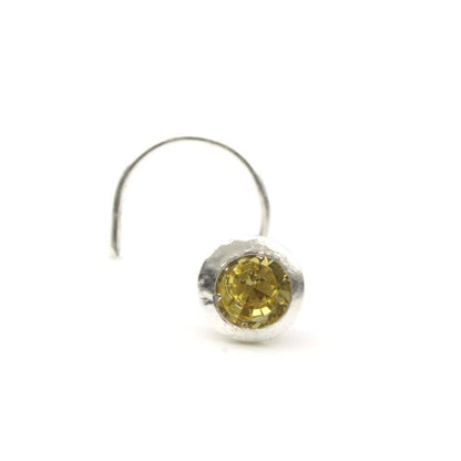 925 Solid Silver Nose Ring Lemon CZ for women 