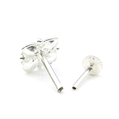 Silver Nose Pin for women with Push pin 