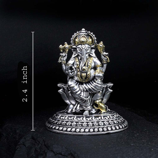 2D Pure 925 Silver Oxidized Ganesha Idol religious Diwali gift