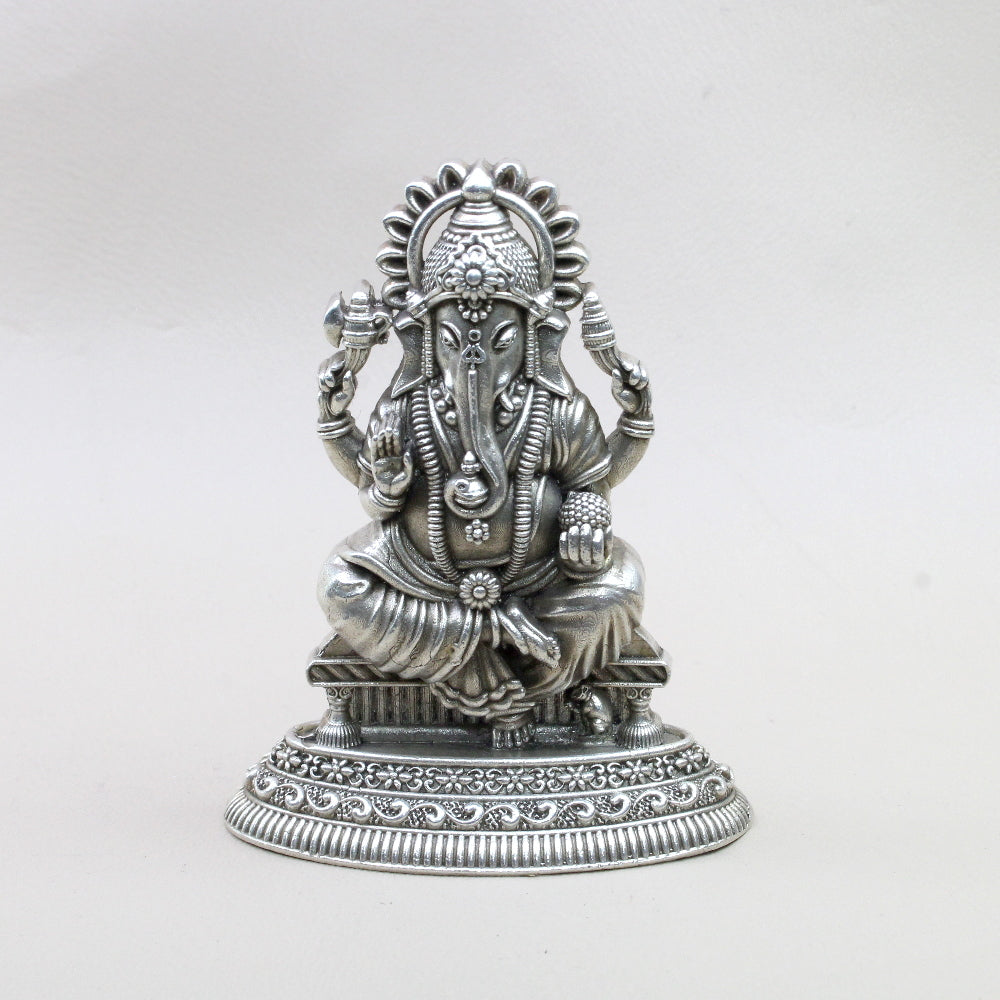 13*10*7 Cm Silver Color White Metal Ganesh Murti or Idols for Home.