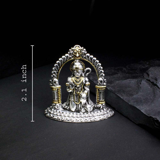 2D Solid 925 Sterling Pure Silver Oxidized Hanuman Idol religious Diwali gift