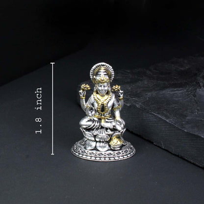 2D 925 Solid Sterling Silver Oxidized Laxmi Statue religious Diwali gift