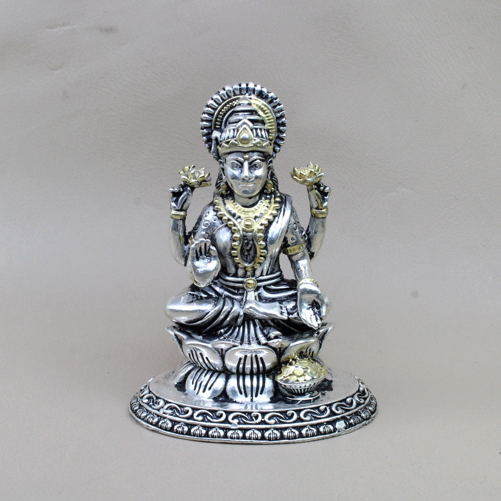 2D 925 Solid Sterling Silver Oxidized Laxmi Statue religious Diwali gift