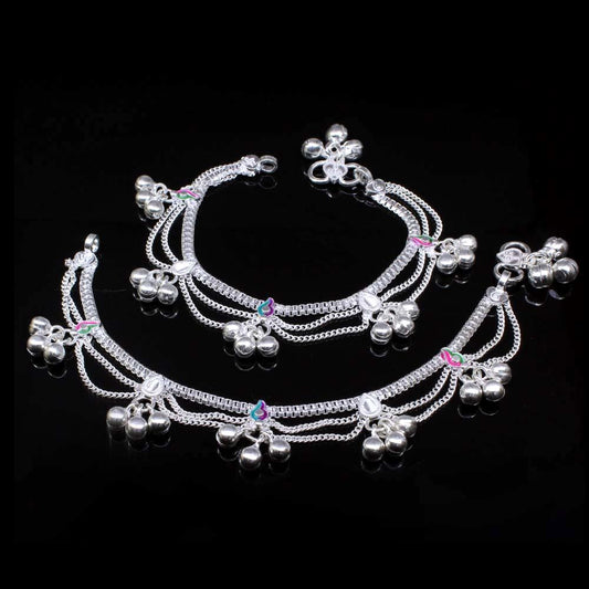 Real 925 Silver Jewelry Kids Anklets chain foot baby Bracelet 6.8"