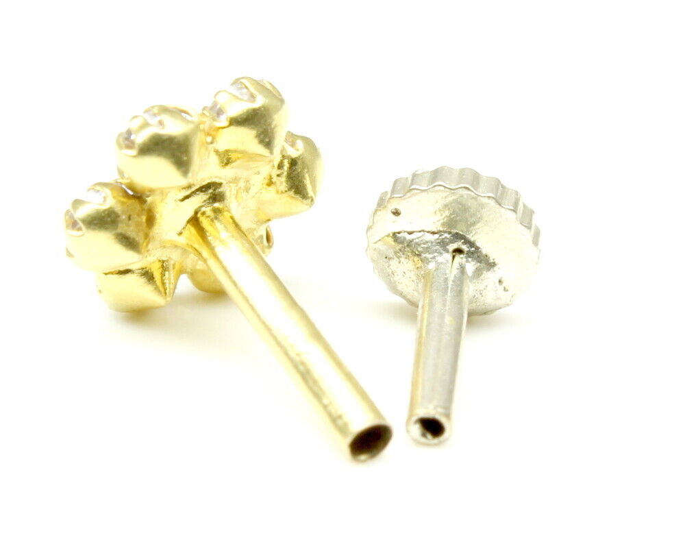 Stud Nose Pin 14k Yellow Gold with push pin