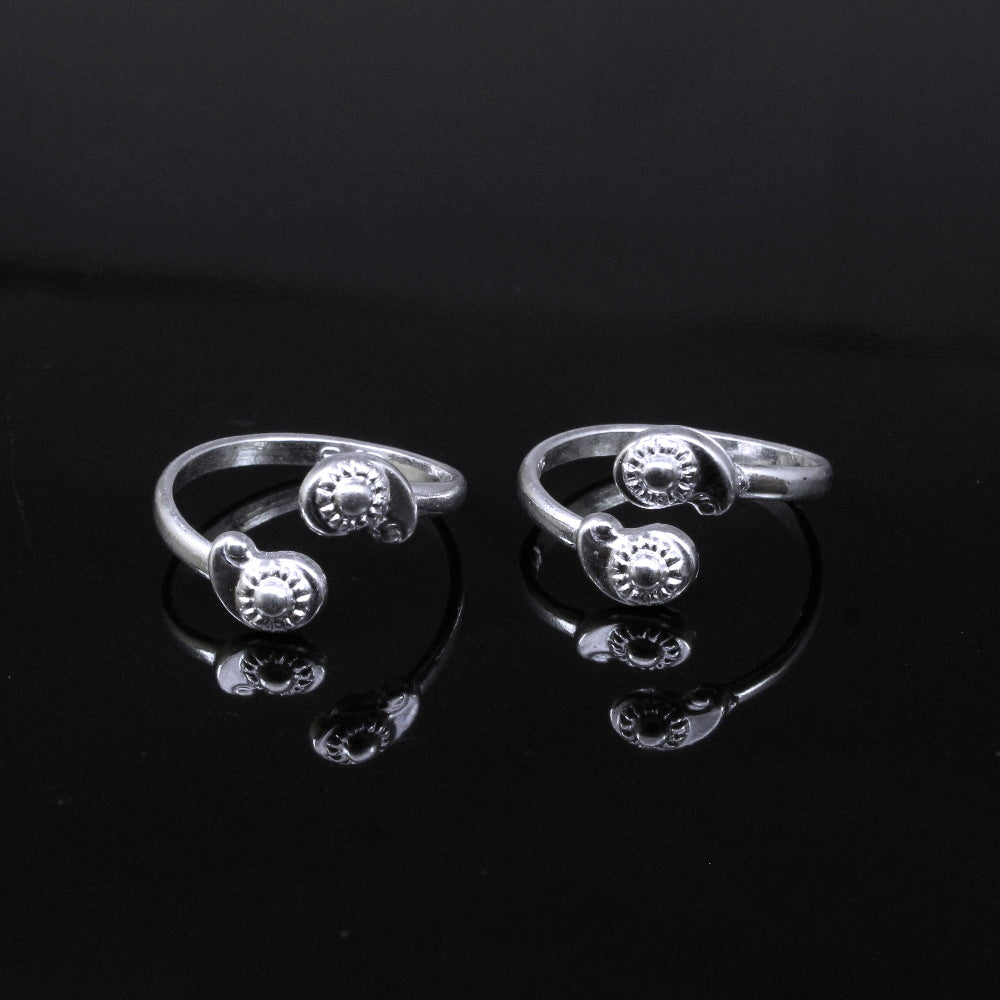 Real Sterling Silver Toe Rings Ethnic Indian Style Handmade bichia Pair