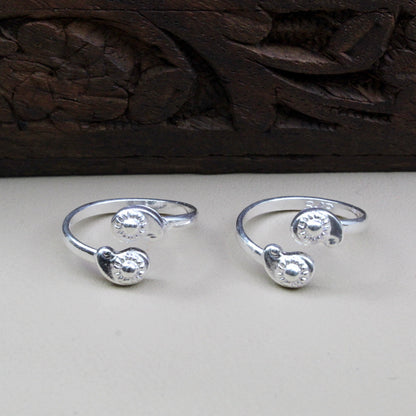 Real Sterling Silver Toe Rings Ethnic Indian Style Handmade bichia Pair