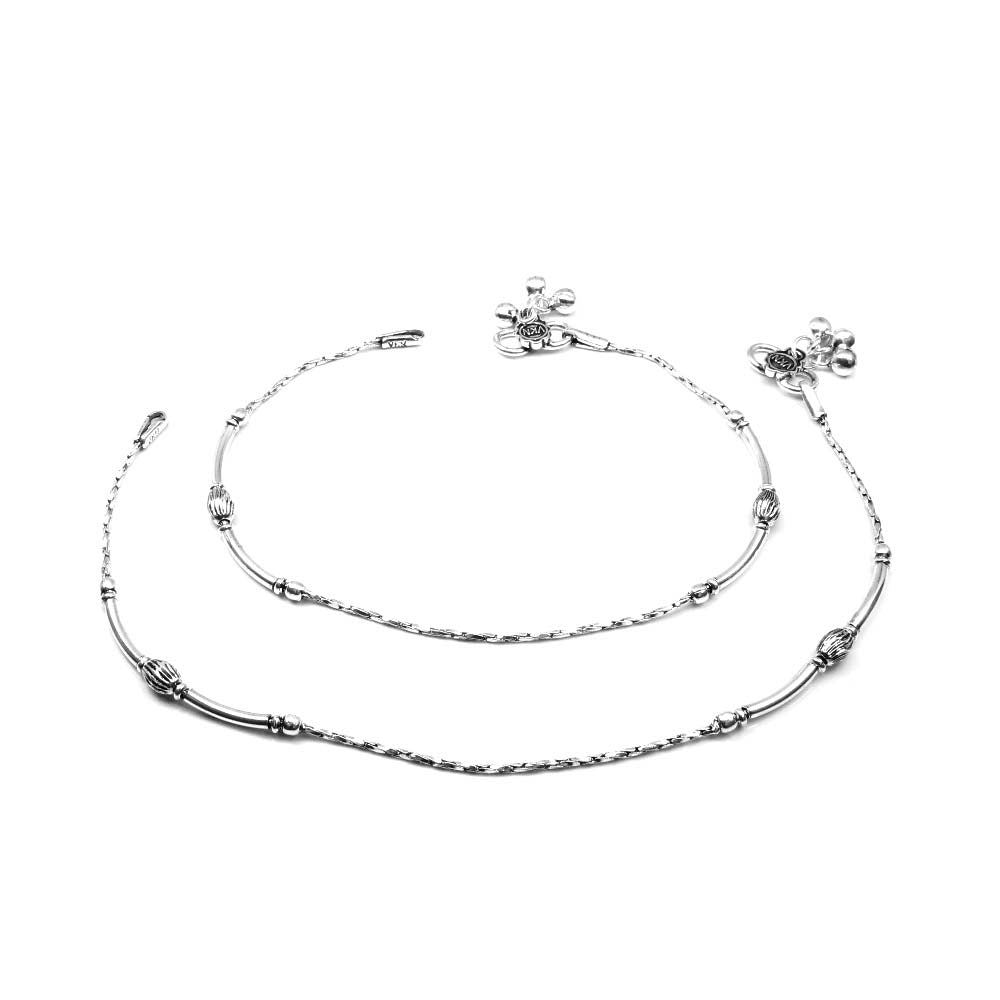 Ethnic Style Oxidized Sterling Silver Ankle chain Anklets for Women 10"