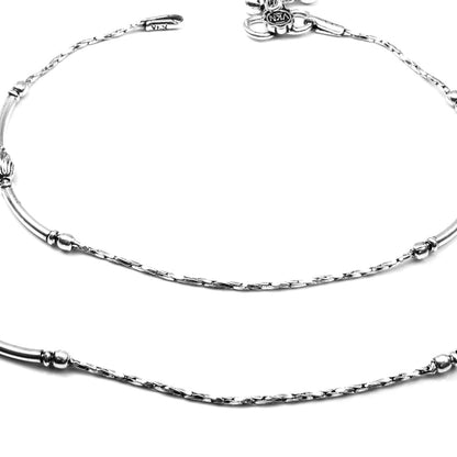 Ethnic Style Oxidized Sterling Silver Ankle chain Anklets for Women 10"