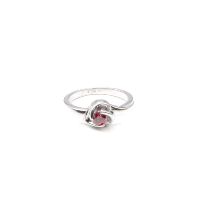 Lovely Heart Shape Indian 925 Solid Silver Ring Pink CZ Studded Platinum Finish