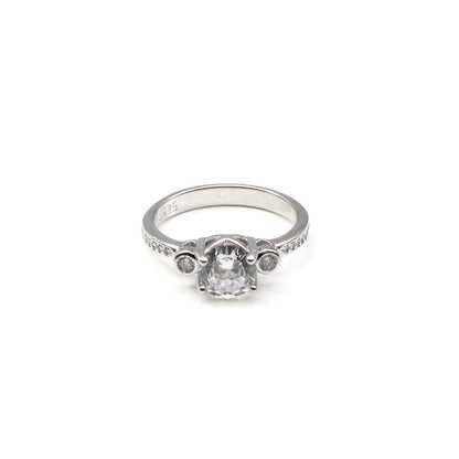 Cute Indian Women Style 925 Solid Silver Ring White CZ Studded Platinum Finish