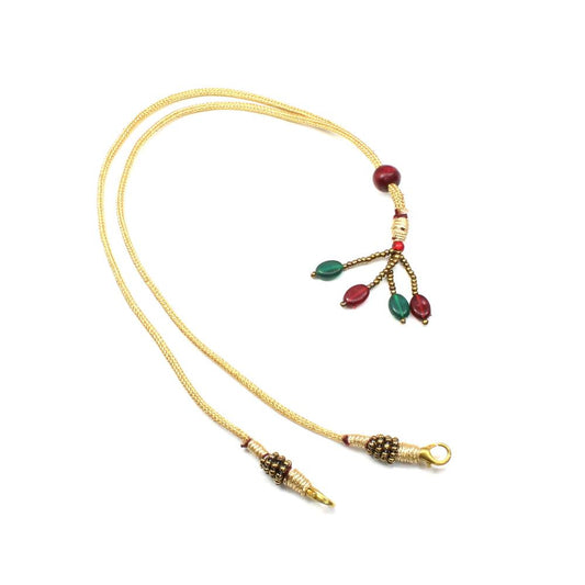 Indian Adjustable Necklace Tassel Golden Red Green Beads Wholesale Lot
