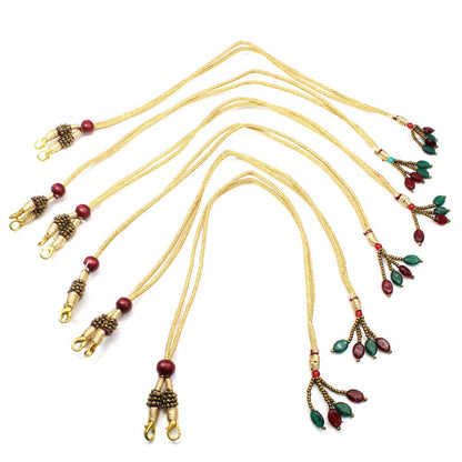 Indian Adjustable Necklace Tassel Golden Red Green Beads Wholesale Lot