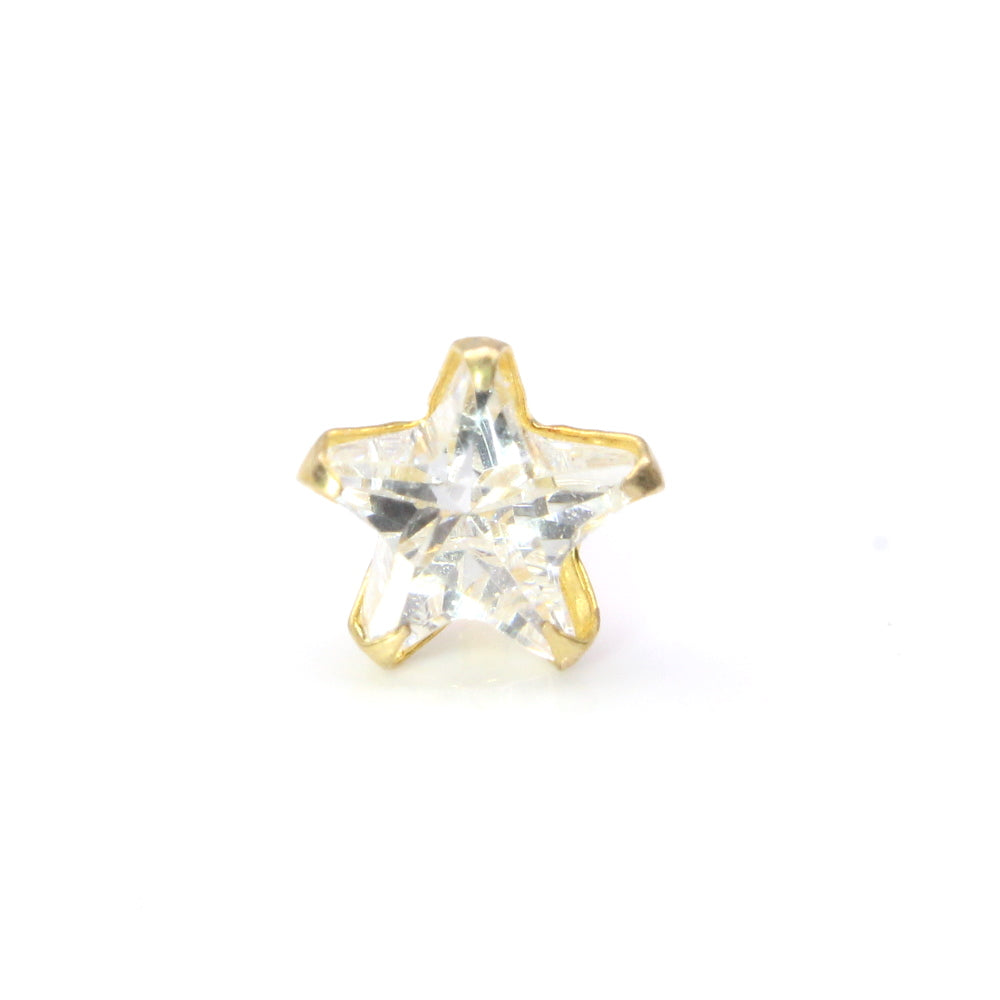 Real Gold Nose stud White CZ 14K Ethnic  Piercing Screw Nose stud