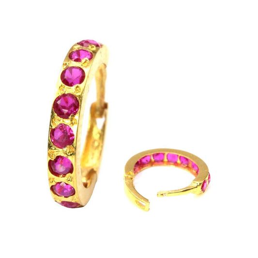 14k Yellow Gold Pink CZ Indian Style Nath 