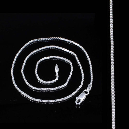 Traditional Indian Women 925 Sterling Silver Box Design Chain Neck Chain