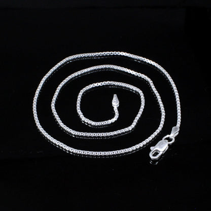 Traditional Indian Women 925 Sterling Silver Box Design Chain Neck Chain