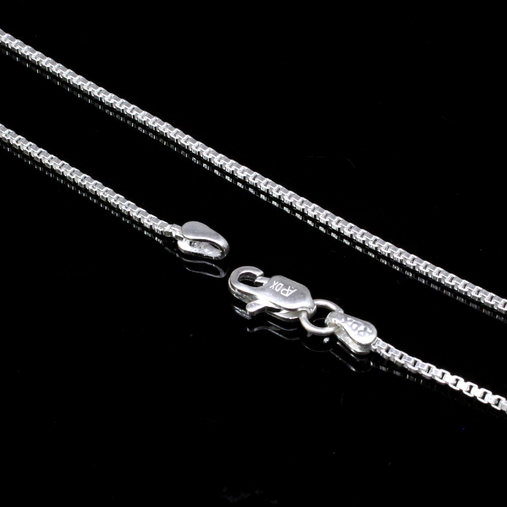 Traditional Indian Women 925 Sterling Silver Box Design Chain Neck Chain