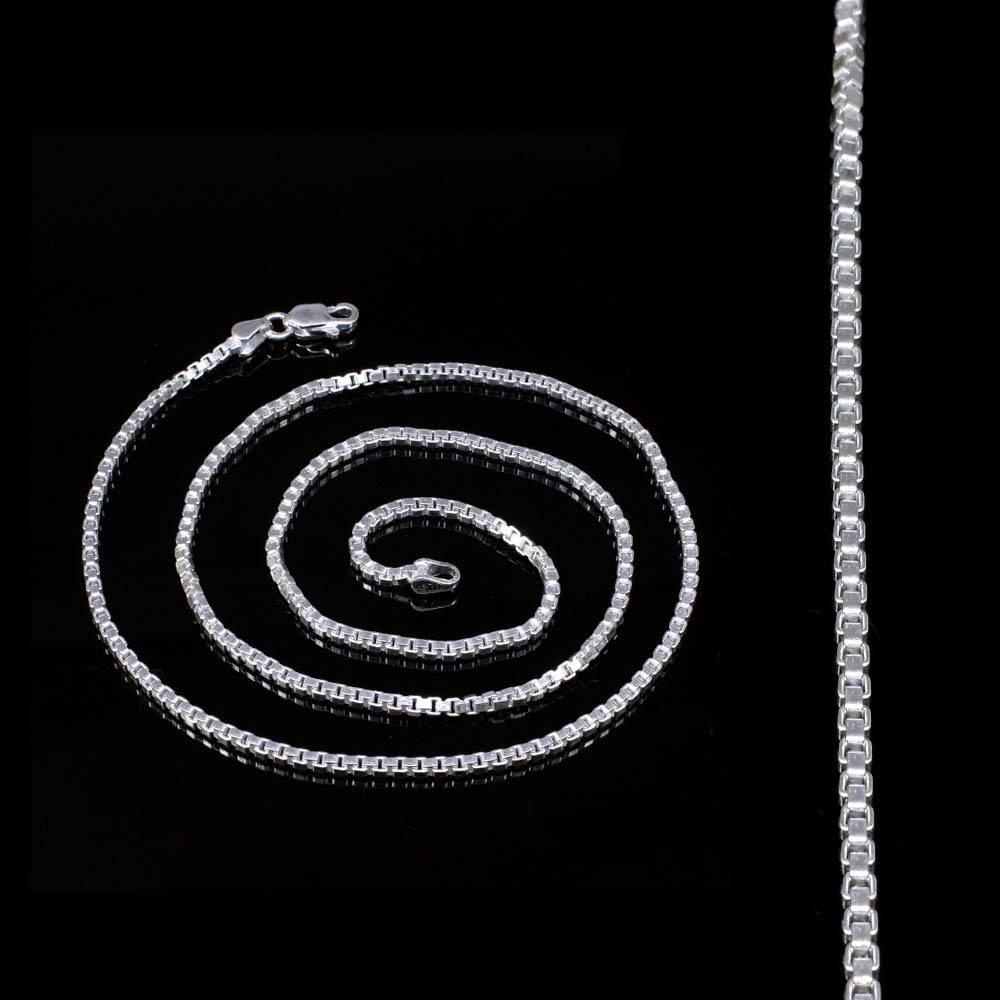 Cute Indian Women 925 Real Silver Box Design Chain 23" Neck Chain
