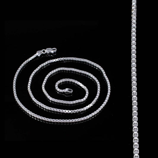 Cute Indian Women 925 Real Silver Box Design Chain 23" Neck Chain
