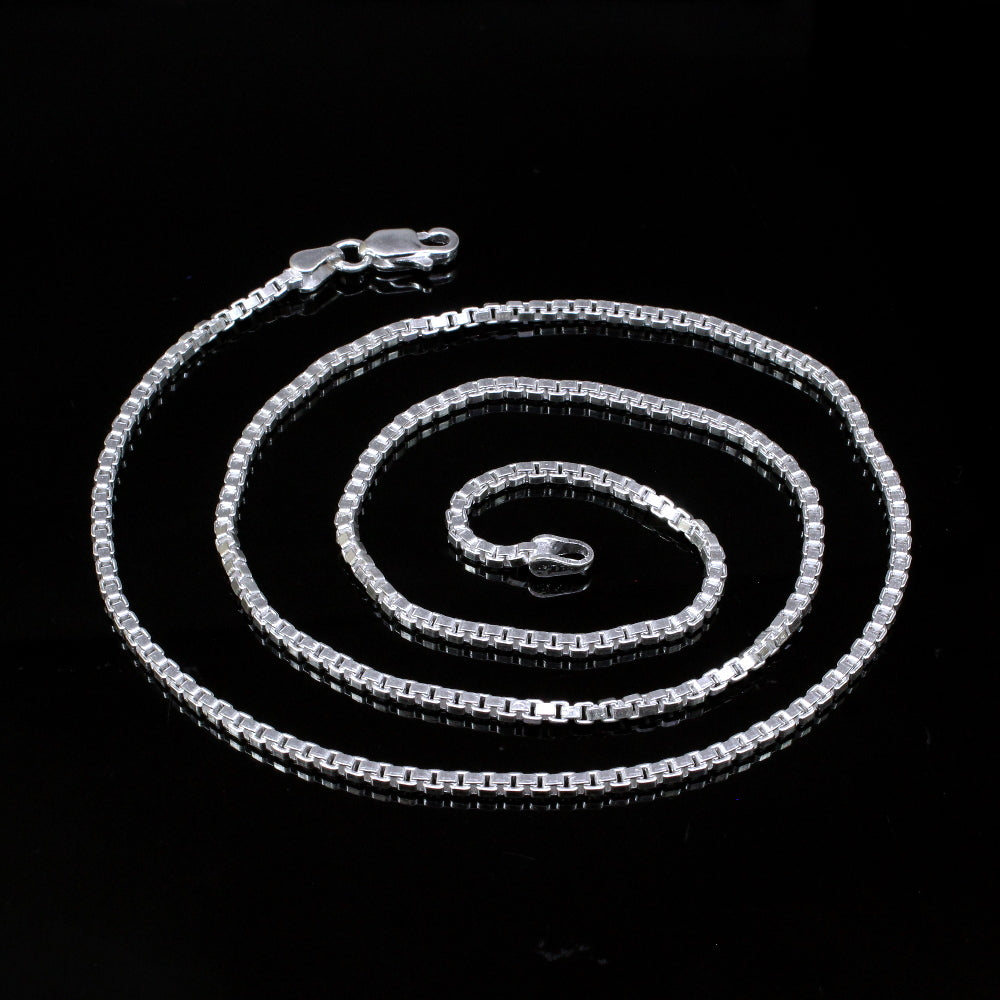 Cute Indian Women 925 Real Silver Box Design Chain 23" Neck Chain