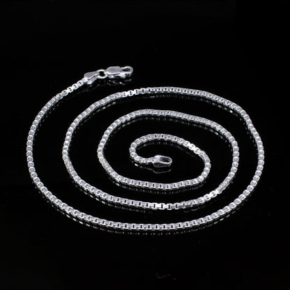 Cute Indian Women 925 Real Silver Box Design Chain 23" Neck Chain