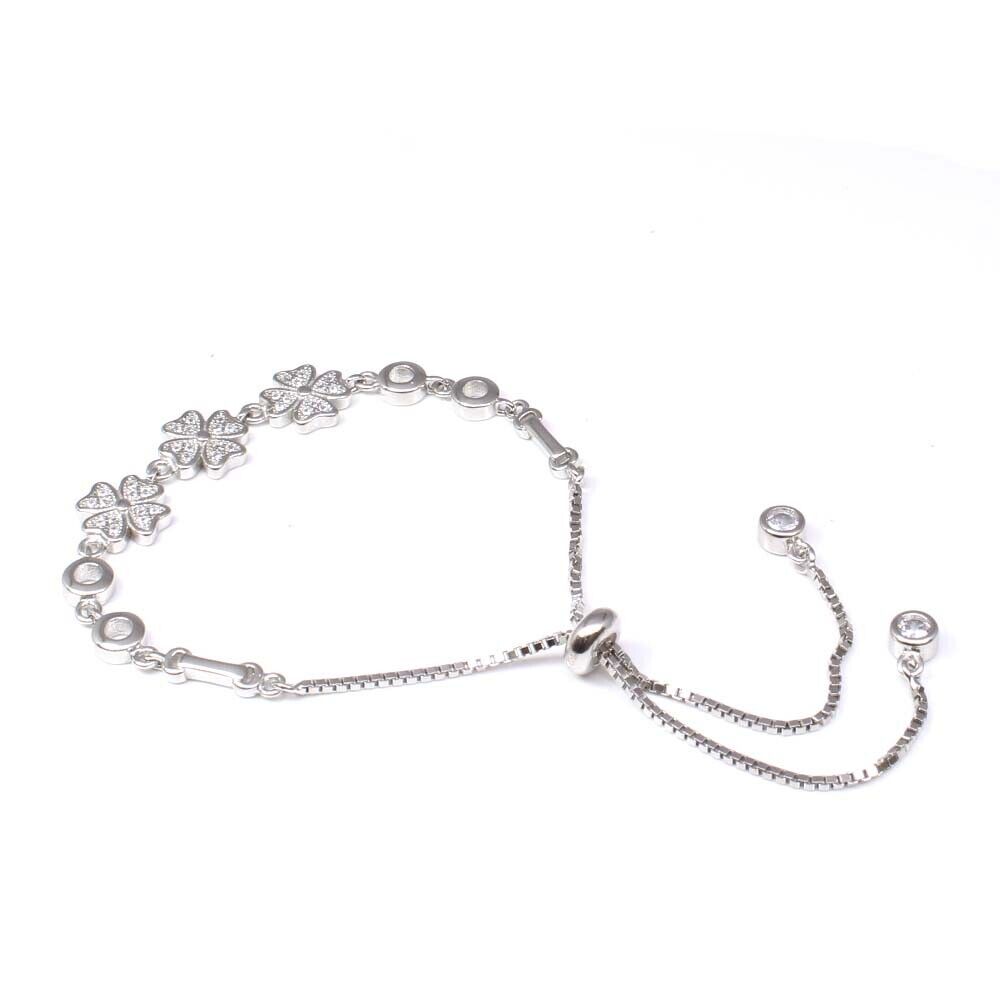 Real Silver 925 Indian Flower Style Bracelet for Girls in platinum fin   Karizma Jewels