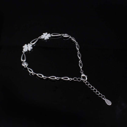 Real Silver 925 Indian Flower Style Bracelet for Girls in platinum finish