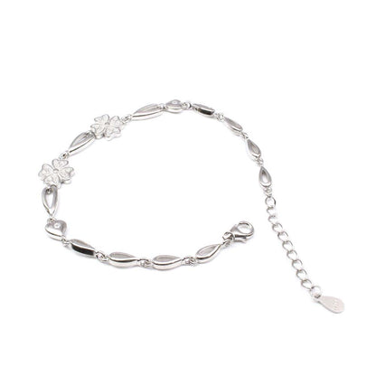 Real Silver 925 Indian Flower Style Bracelet for Girls in platinum finish