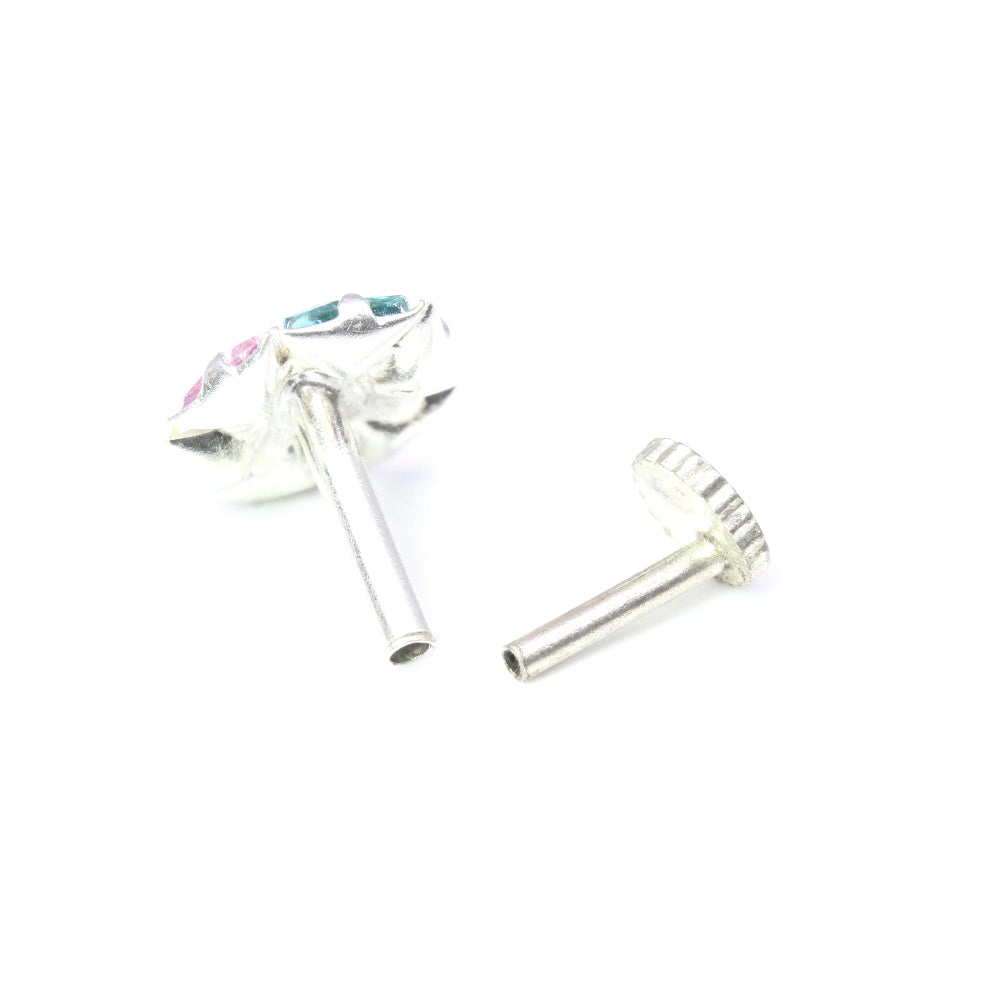 Silver Nose Pin for women with Push pin 