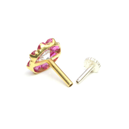 14K Pure Gold Nath with push pin