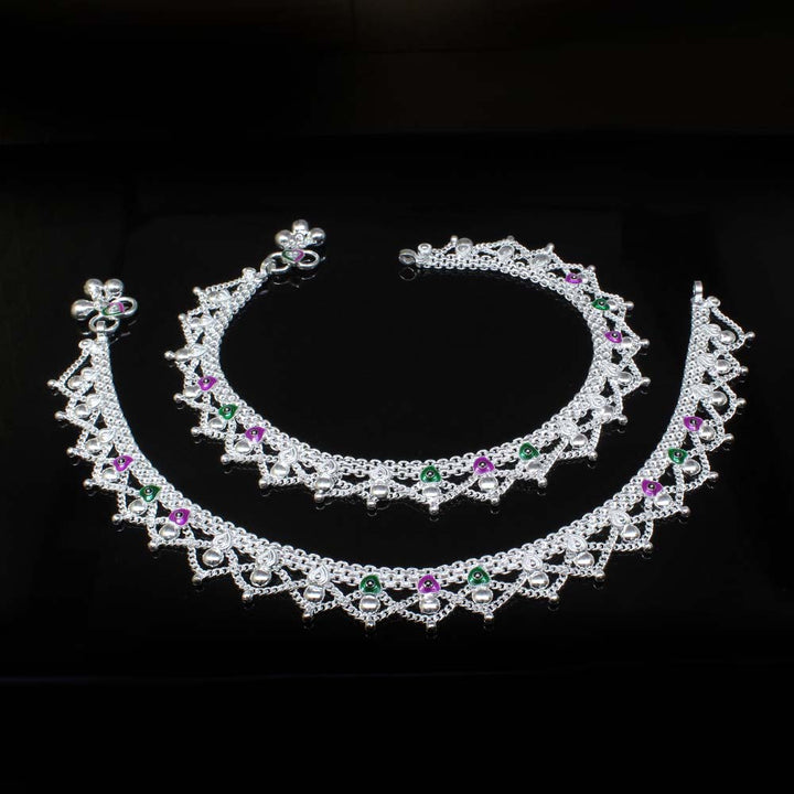 Usha Gold Tone Handmade Silver Anklets