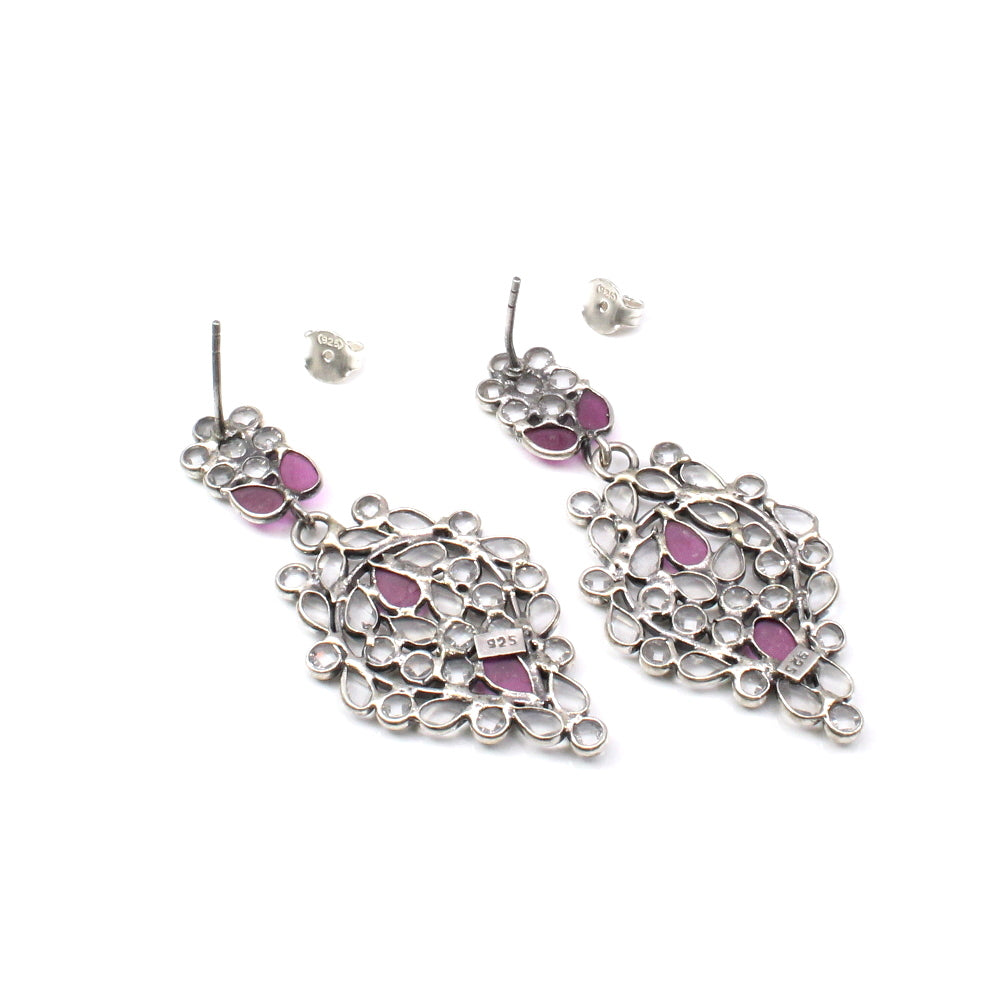 Women Silver Jhumka Earrings with Push Back