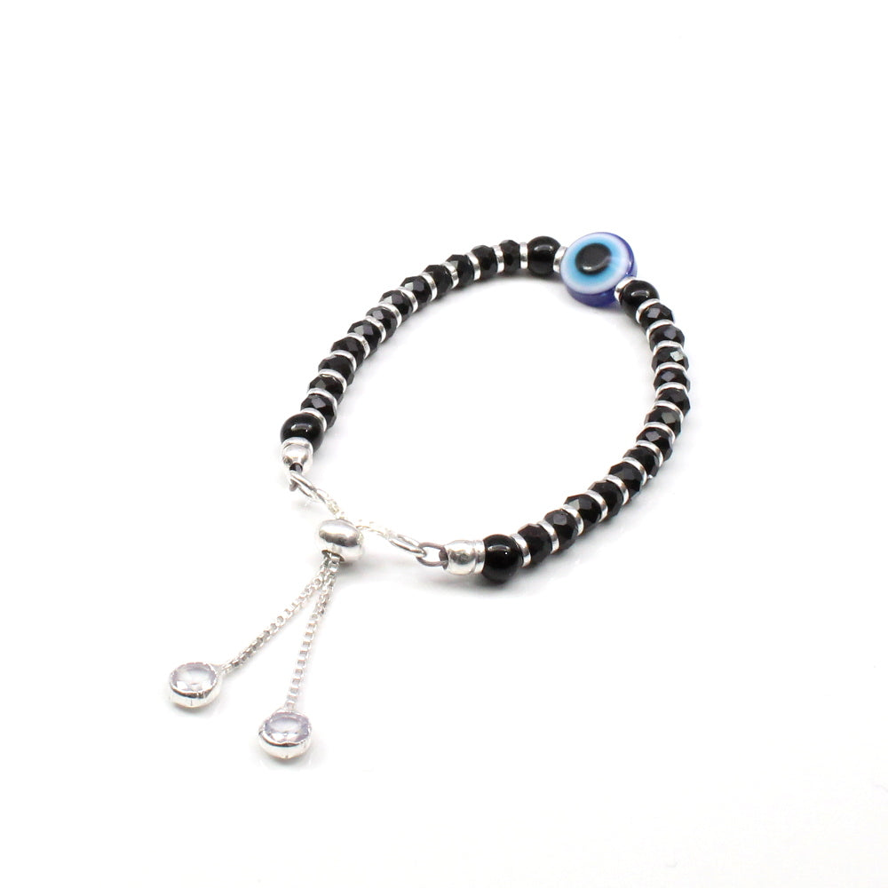 Beautiful Real Silver Nazariya with Evil Eye Black Blue Eye Baby Bracelet