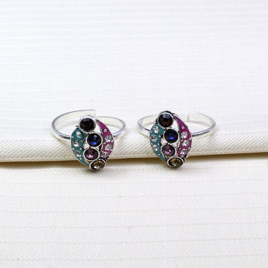 Handmade Crystal Enamel Toe Rings