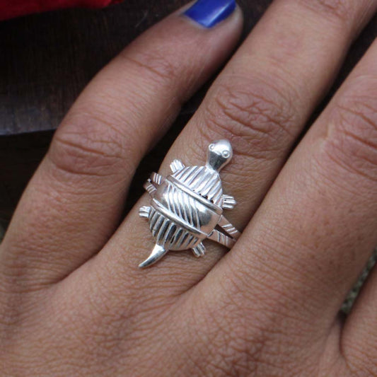 Traditional Style Turtle Indian Real 925 Solid Silver Unisex Ring