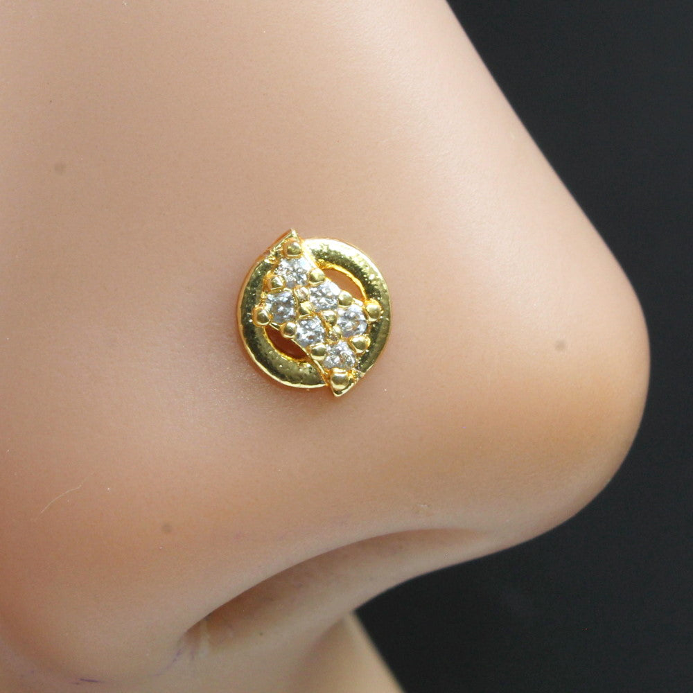 Wheel Traditional gold plated push pin nose stud