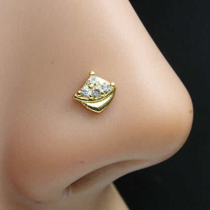20g Gold Plated Corkscrew Nose Stud