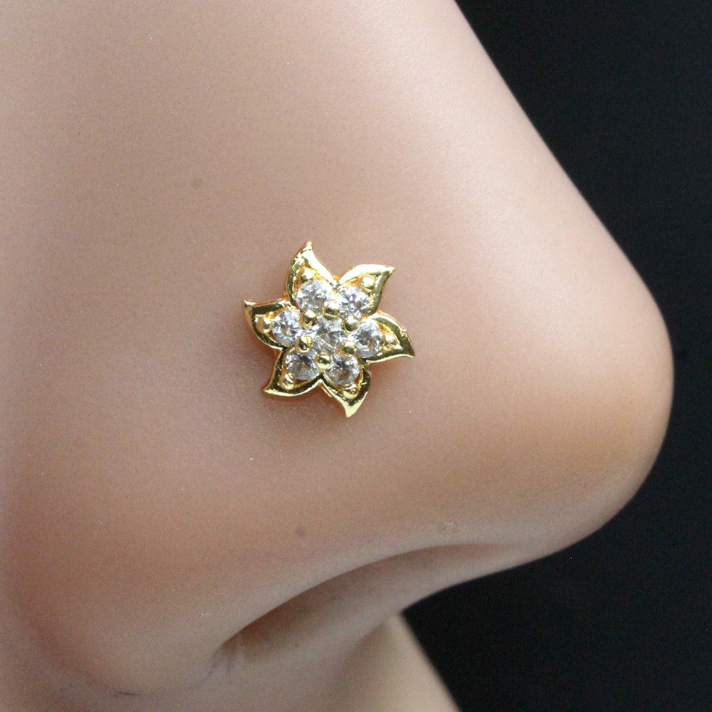 Star Gold Plated Nose Stud L Bend