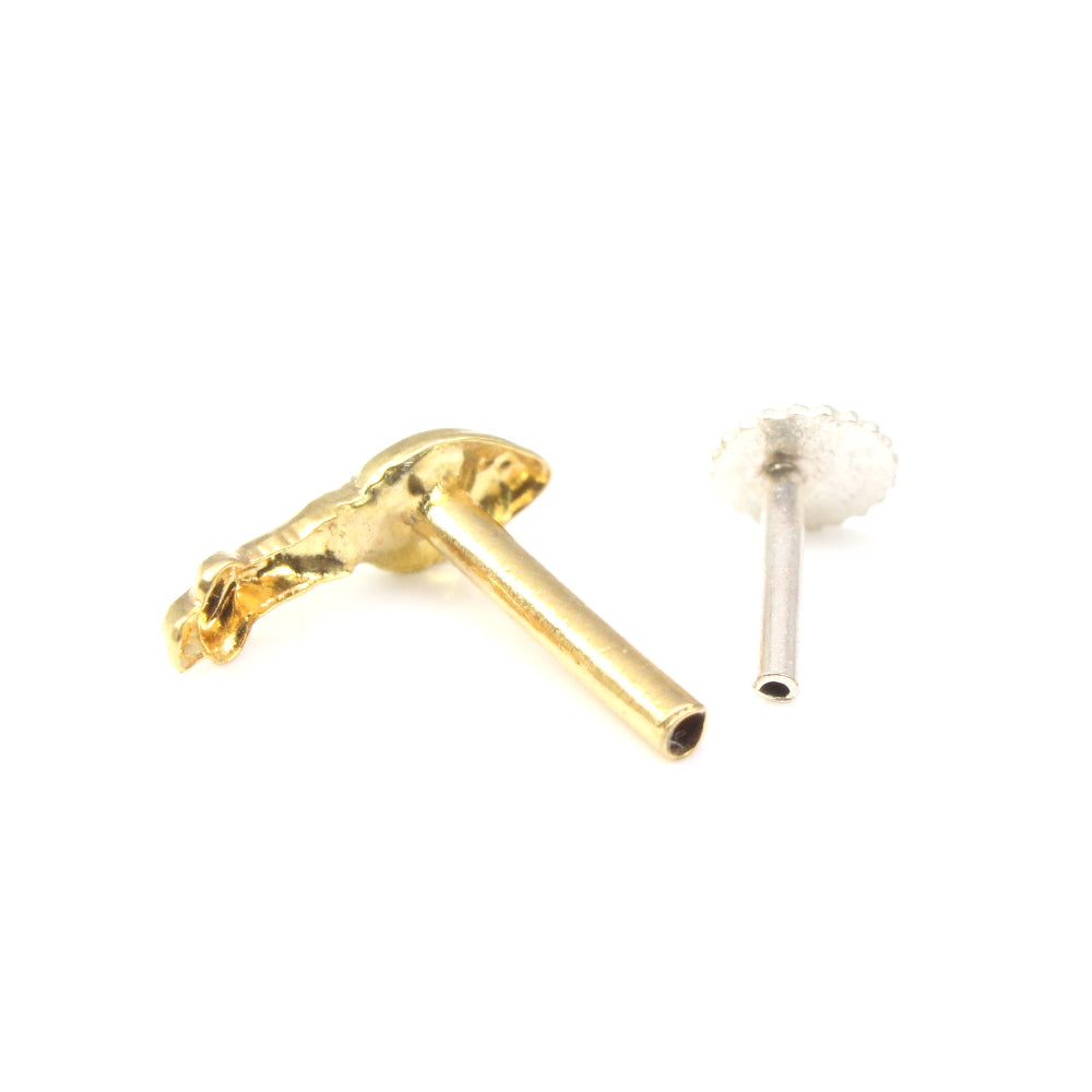 14K Solid Gold Nose Stud With Push pin