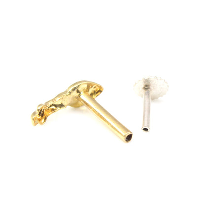 14K Solid Gold Nose Stud With Push pin