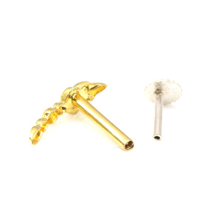 14K Pure Gold Nose Stud Women Push pin Nose stud