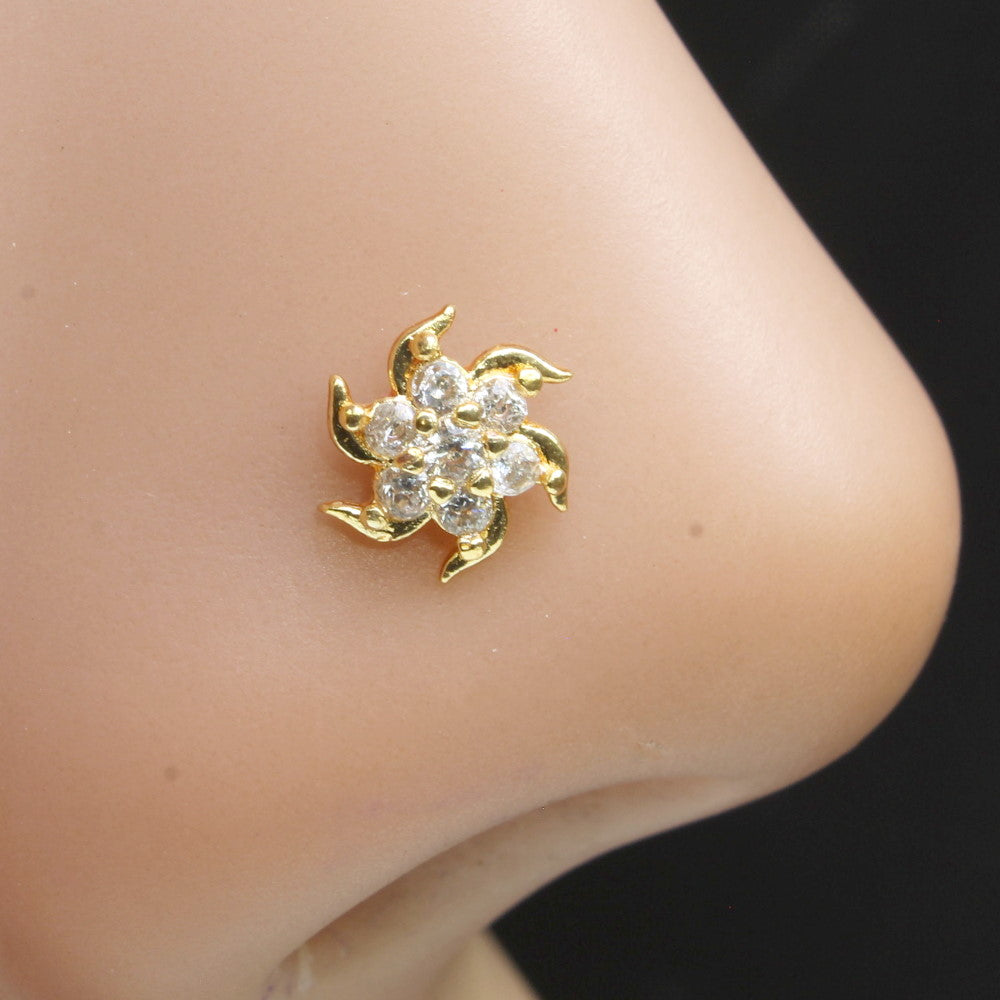 Gold Plated Corkscrew Nose Stud