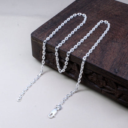 Real 925 Sterling Silver Anchor Indian Style Neck Chain